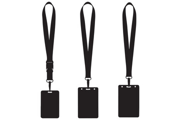 Photo of three black lanyards with blank id card holders