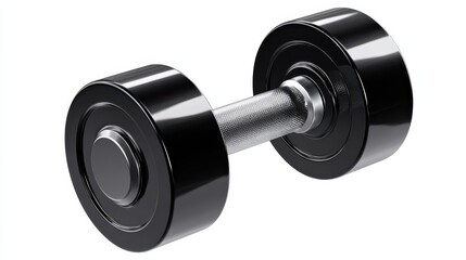 black dumbbell isolated on transparent background for fitness training