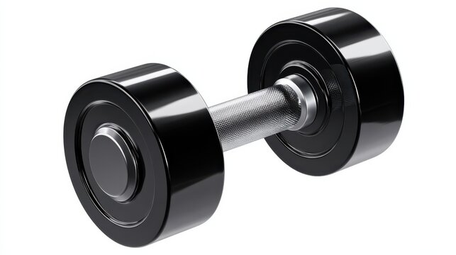 black dumbbell isolated on transparent background for fitness training - Powered by Adobe