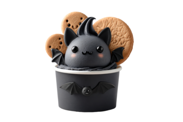 Cute bat-shaped dessert in a cup