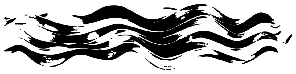 Abstract grunge wave banner made with rough ink brush strokes