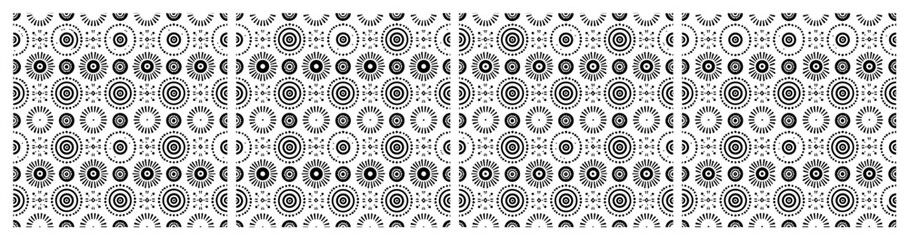 Geometric mandala rosette sunburst pattern repeat tile ornamental circle background line art vector