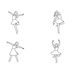 Elegant Dancing Girls Outline Illustrations