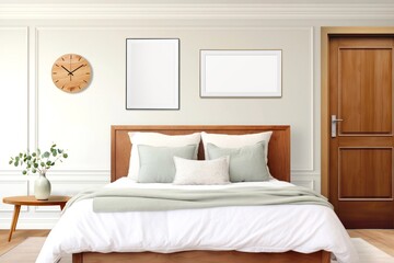 Scandinavian bedroom, interior design photo