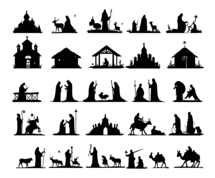 Christmas Nativity Scenes Silhouette Collection