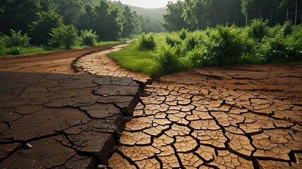 Dry cracked earth. Global warming, climate change and global warming concept