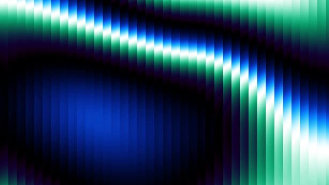 Futuristic neon waves of blue green gradient flow in endless dance of light and motion with fractal glass glowing effect