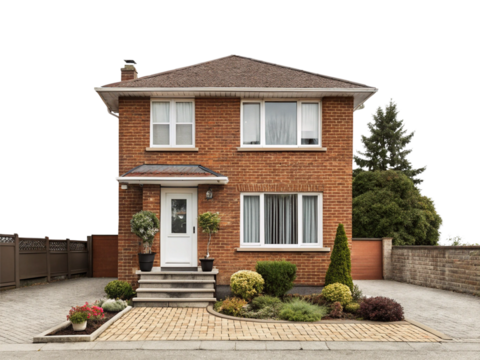 Modern house isolated on transparent background.