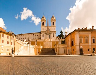 Panoramic view of the Spanish Steps in Rome