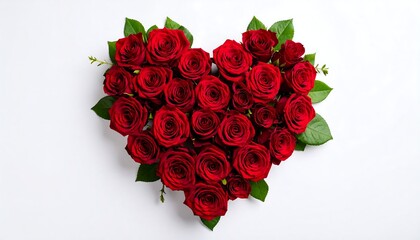 Red roses arranged in a heart shape