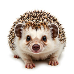 Obraz premium Adorable African pygmy hedgehog posing on white background, pet cuteness
