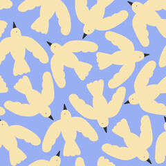 seamless pattern with feathers, hand drawing birds illustration