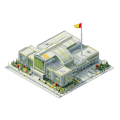 Obraz premium Isometric view of a modern building complex