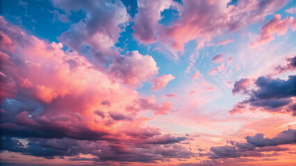 Dramatic Pink and Orange Sunset Clouds in a Vibrant Blue Sky sunrise twilight