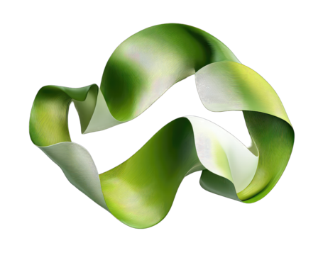 Abstract swirling green and white form