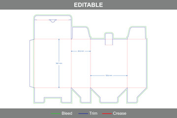 Auto bottom snap lock tuck end box dieline template, custom dimensions folding carton packaging design with packaging guidelines and structural die line layout