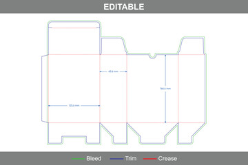 Auto bottom snap lock tuck end box dieline with custom dimensions, professional folding carton template and packaging structure layout featuring packaging die line
