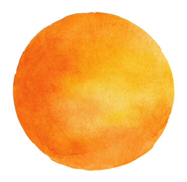 Warm, vibrant orange circle, watercolor style