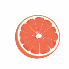 Vibrant Pink Grapefruit Slice on White Background