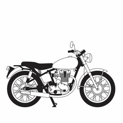 Vintage Motorcycle Line Drawing Illustration