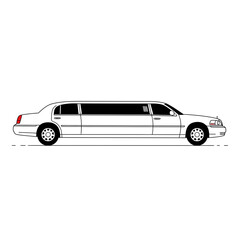 White Limousine Side Profile Illustration