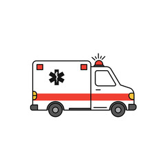 White and Red Emergency Medical Vehicle Illustration