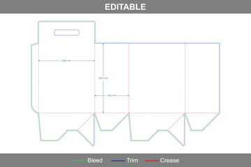 Auto lock bottom tuck end box variations dieline template, custom dimensions folding carton packaging design for secure retail and shipping packaging including die line