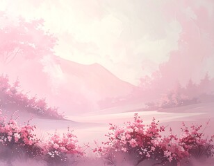Pastel pink landscape painting