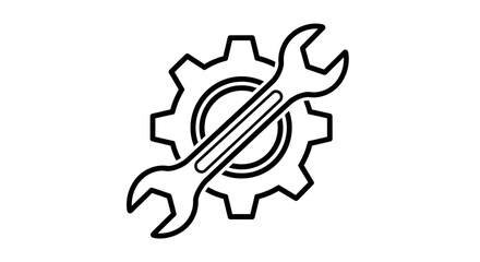 wrench, gear, tool, repair, fix, maintenance, service, settings, engineering, mechanic, hardware, construction, adjust, industry, workshop, machinery, spanner, instrument, equipment, silhouette, vecto