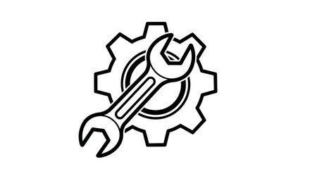 wrench, gear, tool, repair, fix, maintenance, service, settings, engineering, mechanic, hardware, construction, adjust, industry, workshop, machinery, spanner, instrument, equipment, silhouette, vecto