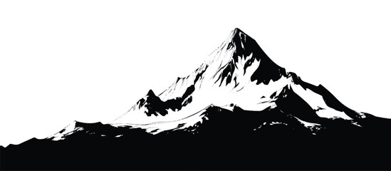 Majestic mountain peak in monochromatic design offering a minimalist landscape illustration for nature themes