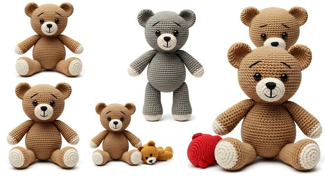 Collection of Adorable Crochet Teddy Bears.