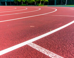 Fototapeta premium Red running track, curves, perspective