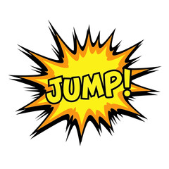 Yellow Comic Book Jump Exclamation Speech Bubble