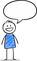Happy Stick Figure with Empty Thought Bubble