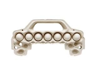 Cardboard egg carton shaped like a car