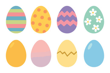 Colorful easter eggs with patterns and glow