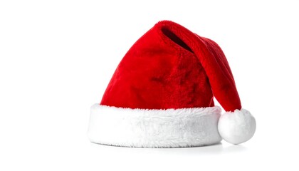 Red Santa hat on white background