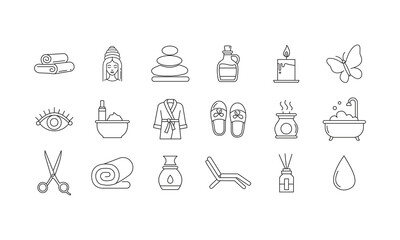 Spa Icon Set Line Art Style Template