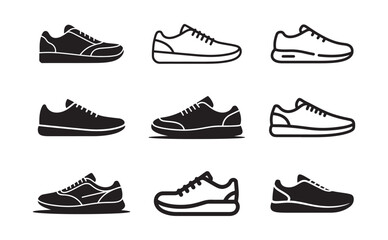 Sneaker icon shoes symbol. Vector silhouette shoes illustration eps 10