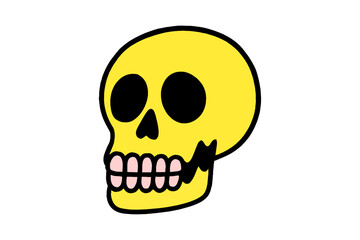 Obraz premium Neon Yellow Cartoon Skull – Bold Pop Art Illustration