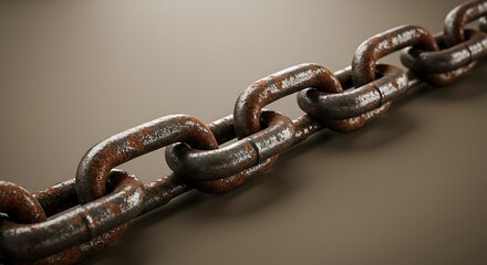 Fototapeta premium Detailed view of a rusty metal chain.