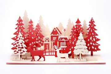 Fototapeta premium Christmas greeting card mammal white background representation.