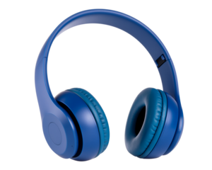 Blue wireless headphones isolated on white background, Blue headphone on white PNG fi