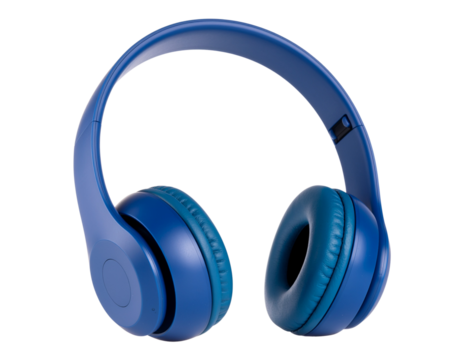 Blue wireless headphones isolated on white background, Blue headphone on white PNG fi