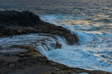 An interesting geological formation on the east coast of Gran Canaria, right on the border of the mainland and the ocean. Spain El Bufadero