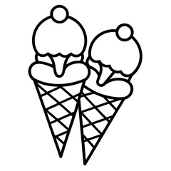 Two Ice Cream Cones Outline