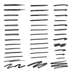 Collection of hand drawn sketchy underline strokes and scribble accents for design elements