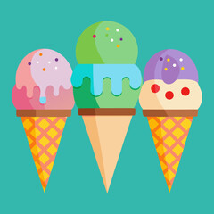 Colorful Ice Cream Cones