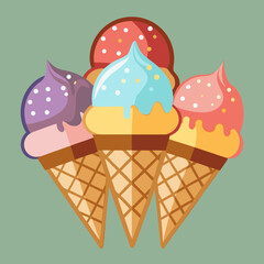 Colorful Ice Cream Cones